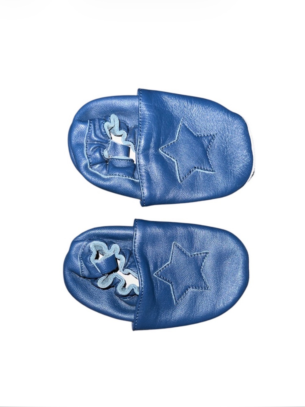 Baby Blue Leather First Shoes / Slippers with Star Design